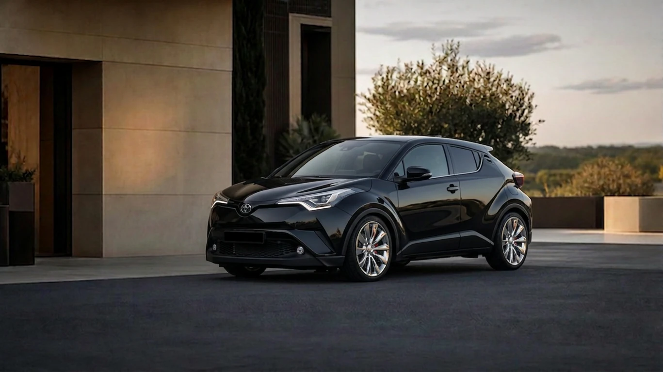 Toyota C-HR noire — vue 3/4 avant