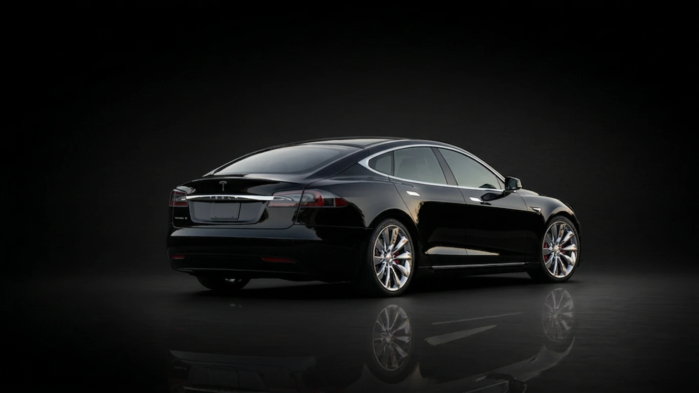 Tesla Model S noire AD&S VTC — vue arrière 3/4
