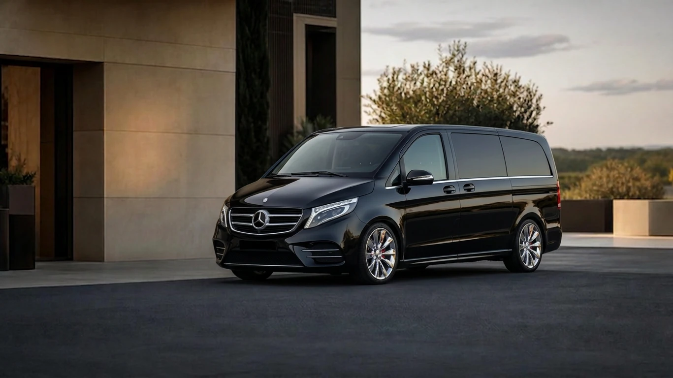 Mercedes Van VIP noir — vue avant 3/4